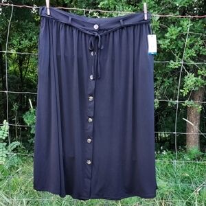 NWT Terra & Sky Women's Black Dress Maxi Length Skirt